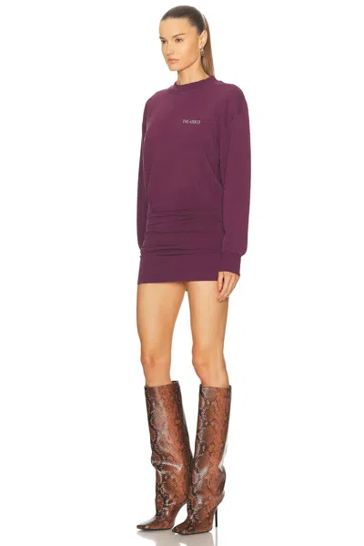 Attico Ruched Cotton-blend Fleece Minidress In Purple