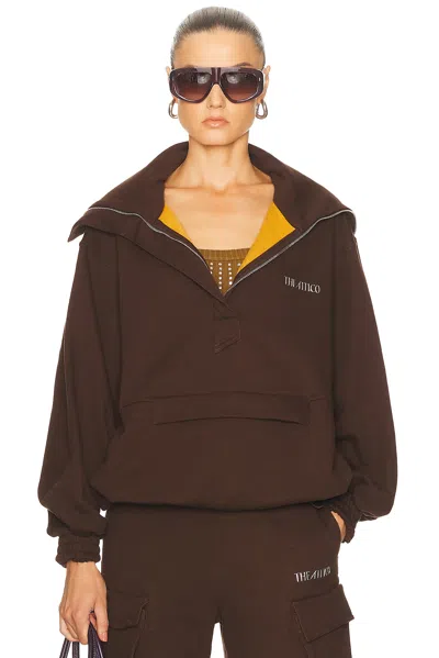 Attico Oversized Blouson With High Collar In Brown