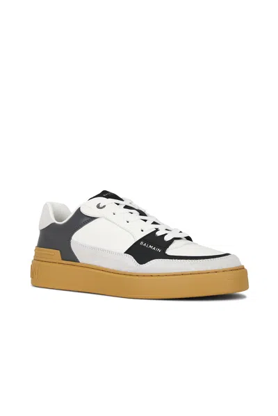 Balmain B-court Flip Leather Trainers In Gray