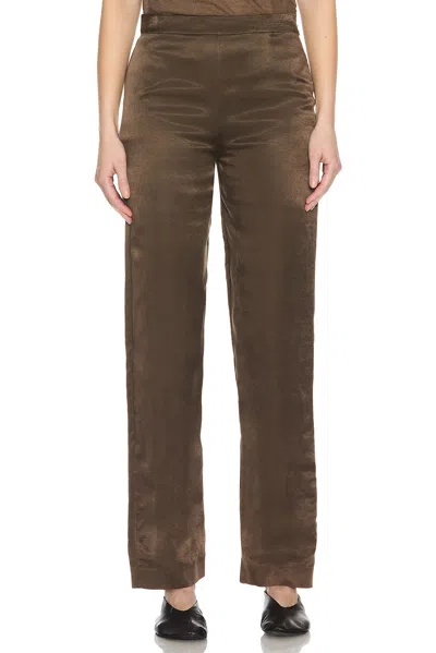 The Row Miros Satin-finish Trousers In Brown