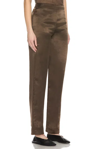 The Row Miros Satin-finish Trousers In Brown