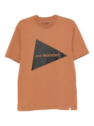 And Wander Triangle-print T-shirt In Brown