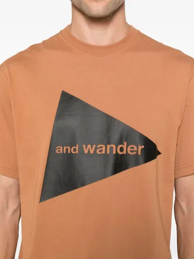 And Wander Triangle-print T-shirt In Brown