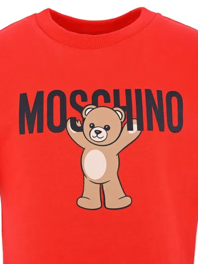 Moschino Teddy-print Cotton T-shirt In Red