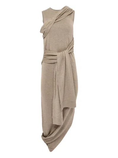 Jw Anderson Tie Detail Sleeveless Dress In Neutral