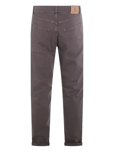 Brunello Cucinelli Relaxed Fit Trousers With Rolled Cuffs In Brown