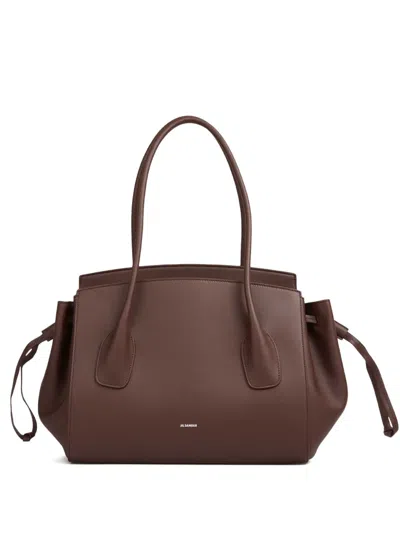 Jil Sander Voyage Drawstring Leather Tote Bag