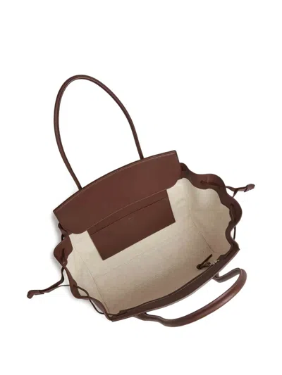 Jil Sander Voyage Drawstring Leather Tote Bag