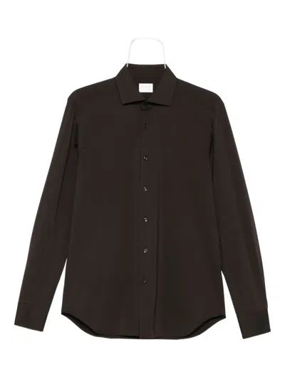 Xacus Long-sleeve Button-down Shirt In Brown