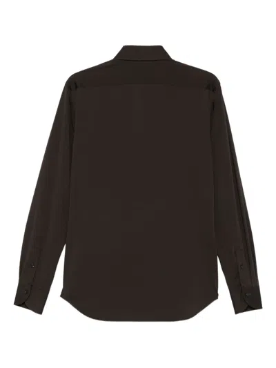 Xacus Long-sleeve Button-down Shirt In Brown