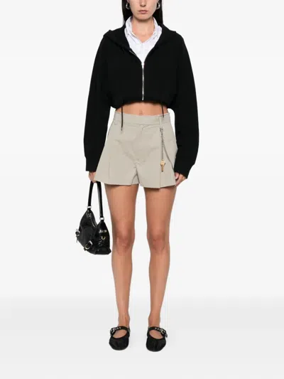Alexander Wang Pleated Chain-embellished Shorts In Neutral