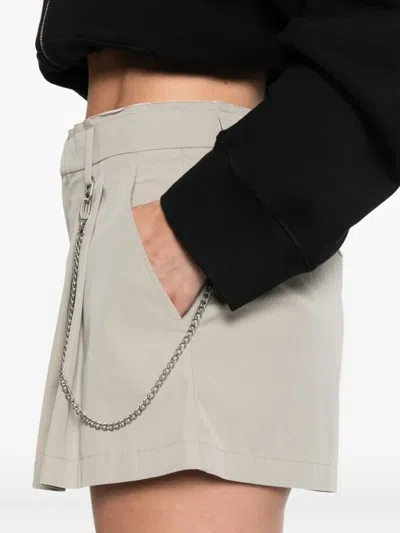 Alexander Wang Pleated Chain-embellished Shorts In Neutral