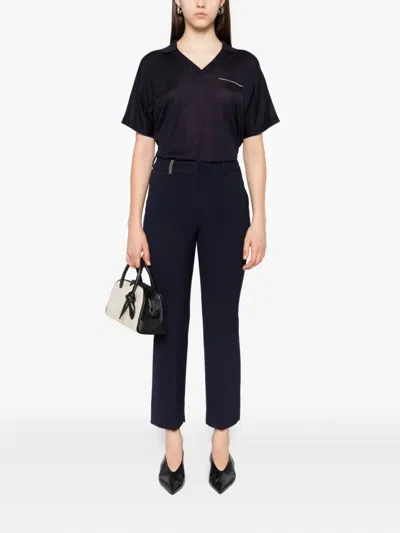 Peserico Mid-rise Tailored Pants With Subtle Crease In Blue