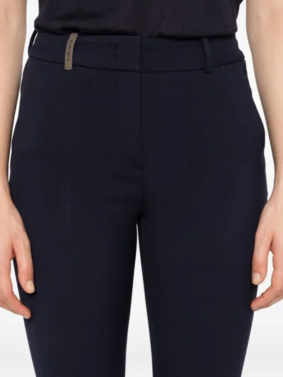 Peserico Mid-rise Tailored Pants With Subtle Crease In Blue