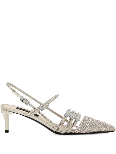 Philipp Plein Slingback-pumps Mit Strass In White