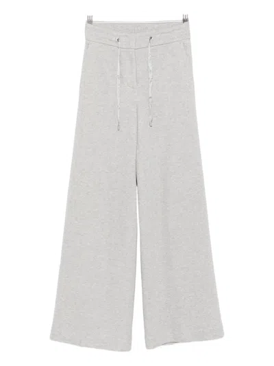 Peserico Wide-leg Pants With Elastic Waistband In Gray