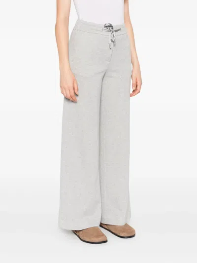 Peserico Wide-leg Pants With Elastic Waistband In Gray