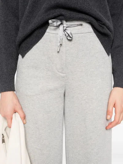 Peserico Wide-leg Pants With Elastic Waistband In Gray