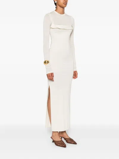 Nanushka Langes Kleid Mit Rundem Ausschnitt In White