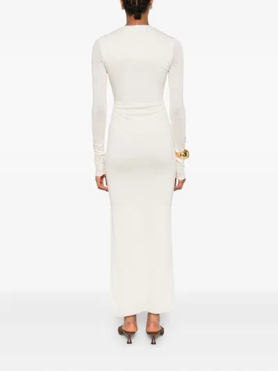 Nanushka Langes Kleid Mit Rundem Ausschnitt In White