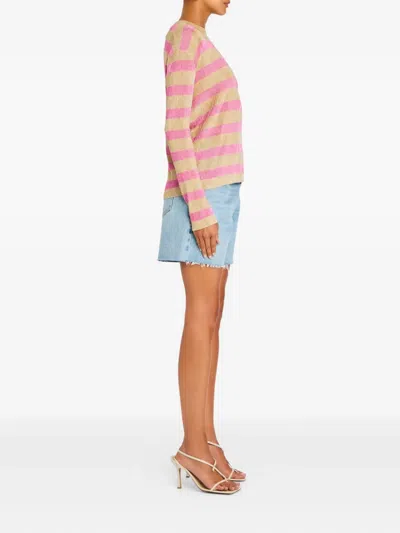 Ser.o.ya Metallic Striped T-shirt In Pink