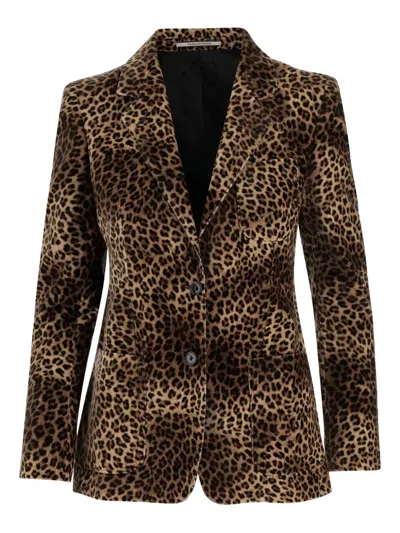 Tagliatore Leopard Print Single-breasted Blazer