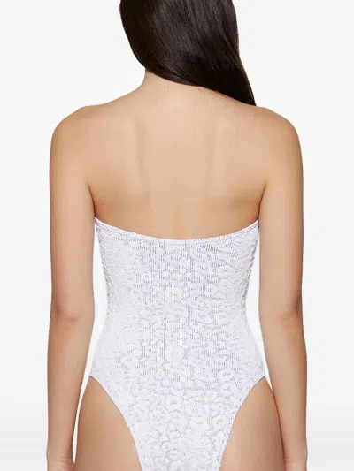 Bondeye Fane Leopard-print Strapless Swimsuit In White