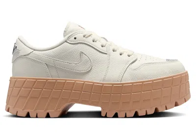 Pre-owned Jordan 1 Low Brooklyn Rattan (women's) Sneakers In Sail/hemp/metallic Silver