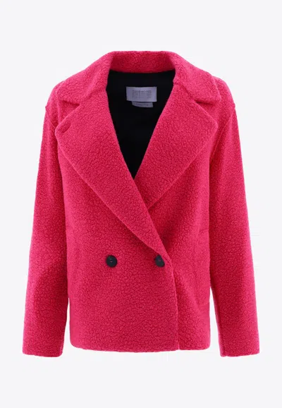 Harris Wharf London Textured Fabric Double-breasted Coat With Notched Lapels