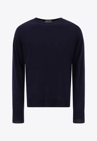 John Smedley Hatfield Long Sleeves Crewneck Pullover In Blue