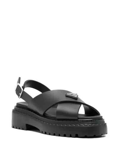 Prada 40mm Cross-strap Platform Sandals