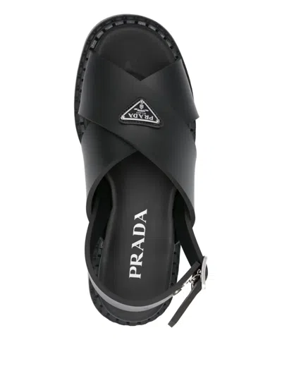 Prada 40mm Cross-strap Platform Sandals