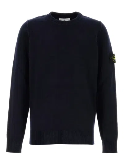 Stone Island Lightweight Wool Crew Neck Pullover In Blue