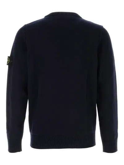 Stone Island Lightweight Wool Crew Neck Pullover In Blue