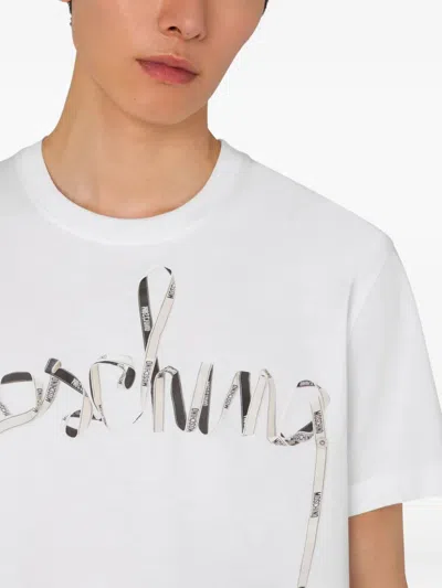 Moschino Couture Printed Cotton Tshirt In White