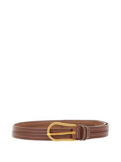 Gianni Chiarini Suede-leather Double-stitched Belt In Brown