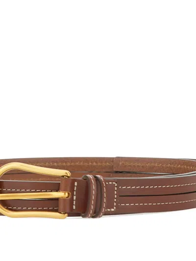 Gianni Chiarini Suede-leather Double-stitched Belt In Brown