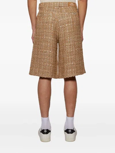 Amiri Boucle Front-pleat Shorts In Brown