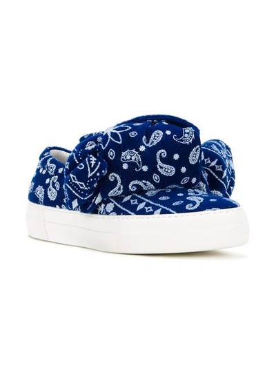 Shop Joshua Sanders Jacquard Bow Detail Sneakers - Blue