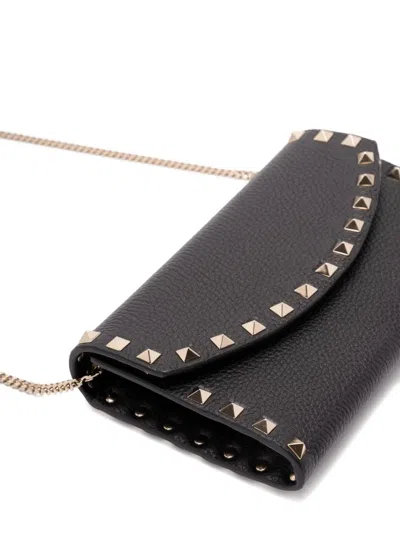 Valentino Rockstud Mini Grainy Leather Wallet On Chain
