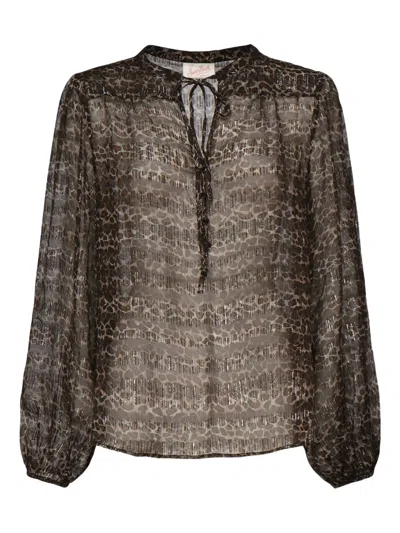 Mc2 Saint Barth Lurex-detail Blouse In Brown