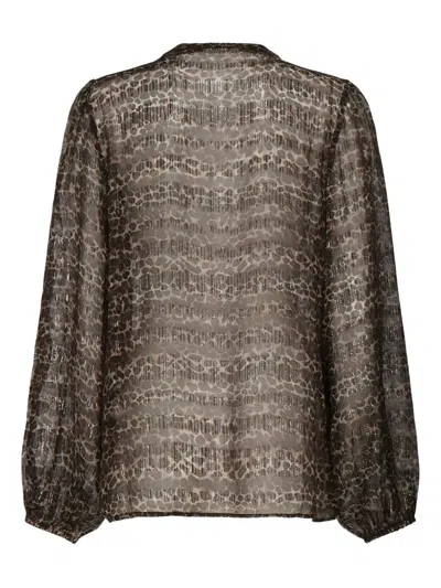Mc2 Saint Barth Lurex-detail Blouse In Brown