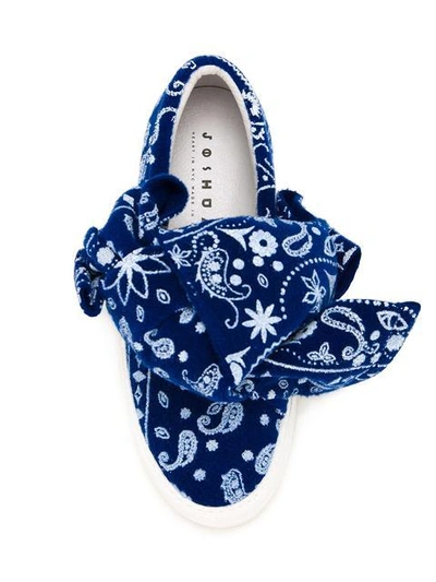 Shop Joshua Sanders Jacquard Bow Detail Sneakers - Blue