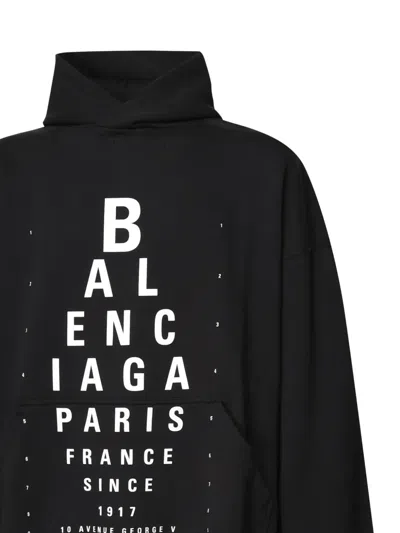 Balenciaga Optical Eye-chart Print Hoodie In Black