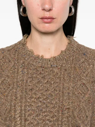 R13 Boyfriend Frayed Cable-knit Wool-blend Vest In Brown