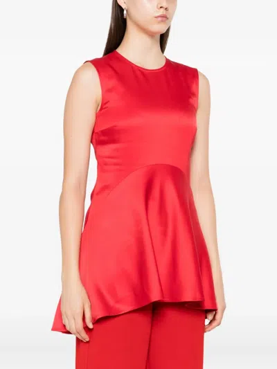 Jw Anderson Sleeveless Asymmetric Blouse In Red