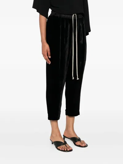 Rick Owens Women Drawstring Astaires Cropped Trousers In Black
