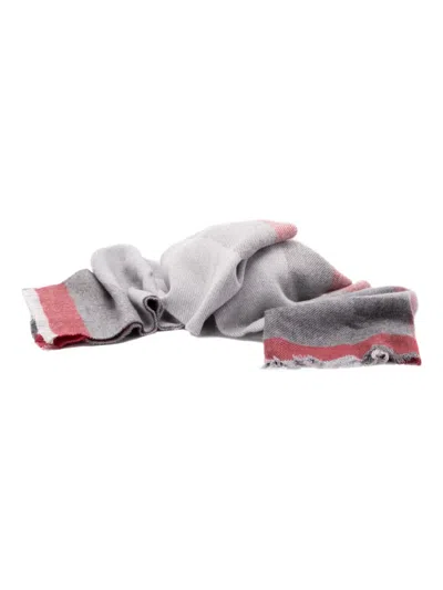 Brunello Cucinelli Checked Frayed-edge Scarf In Neutral