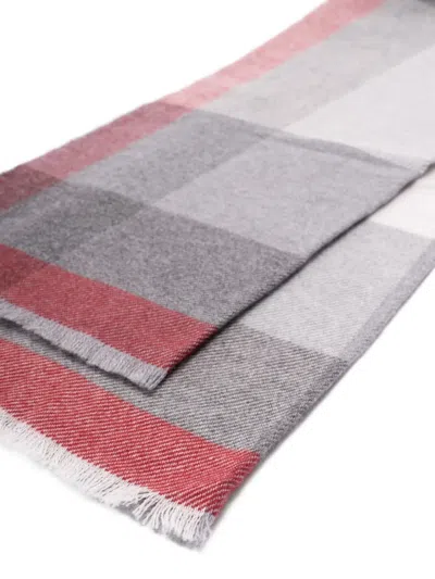 Brunello Cucinelli Checked Frayed-edge Scarf In Neutral