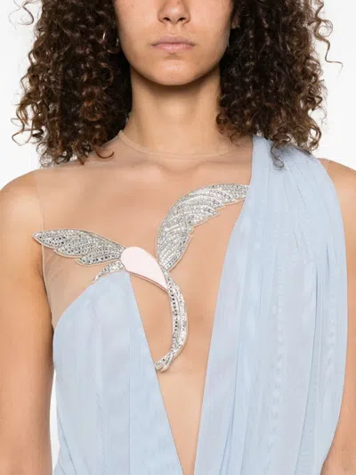 David Koma Draped Crystal-embellished Mini Dress In Blue